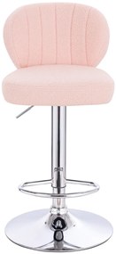 HR193W Scaun Roz Pudra Boucle cu Bază Cromata