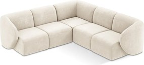 Colțar bej cu tapițerie din chenille Lani – Makamii