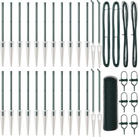 vidaXL Stâlp de gard. Verde 50 x 0,4 m (plasă de 13 mm) Oțel și PVC