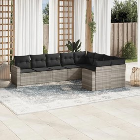 vidaXL Set canapele de grădină cu perne, 9 piese gri deschis poliratan