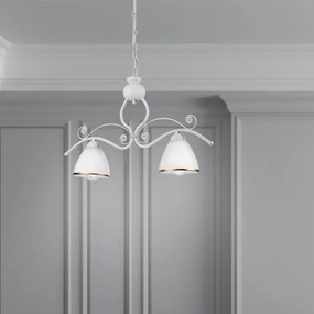 Lustră pe lanț RETRO 2xE27/60W/230V alb mat