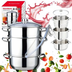 Extractor de suc Klausberg KB 9032, 28 cm, 8 litri, 4 piese, pentru plite cu inducție, din oțel inoxidabil