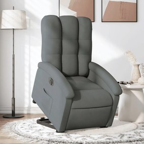 vidaXL Fotoliu electric rabatabil cu ridicare, gri închis, textil