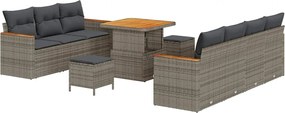 vidaXL Set de canapele pentru grădină 10 pcs Gri poliratan