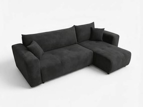 Canapea coltar extensibila neagra SORELA, reversibila + 2 perne gratis