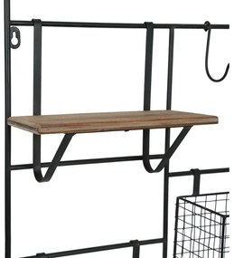 Raft de perete din metal si mesteacan, 2 cosuri, Reserve