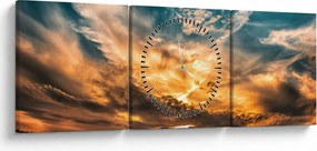 Tablou cu nori (cu ceas) (90x30 cm)