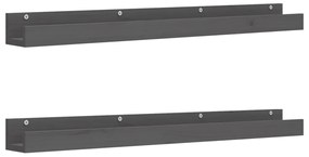 vidaXL Rafturi de perete, 2 buc., gri, 110x12x9 cm, lemn masiv de pin