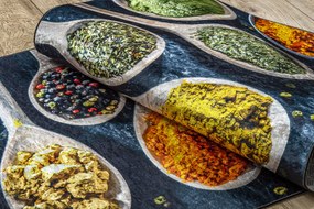 ANDRE 53240 covor lavabil linguri, condimente bucatarie, anti-alunecare - gri / bej