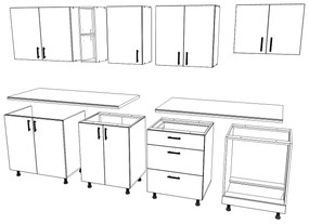 Set haaus V18, Stejar Sonoma Inchis/Alb, Blat Thermo 28 mm, L 260 cm