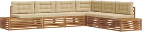 vidaXL Set de canapele de exterior cu pernă 6 Bucată Natural și Bej