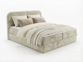 Pat tapițat boxspring FORENA 180x200 cm crem Saltea: Saltea cu arcuri Bonell