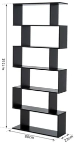 HOMCOM Bibliotecă din Lemn, Design Modern cu 6 Rafturi, 80x23x192 cm, Negru | Aosom Romania