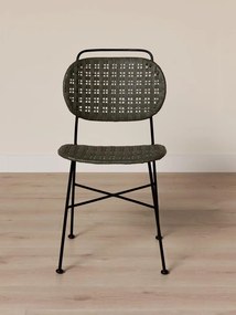 Scaun verde din metal si rattan, "Auro"