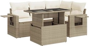 vidaXL Set canapele de grădină cu perne, 5 piese, bej, poliratan