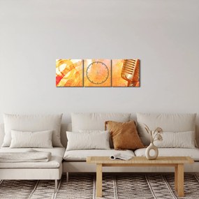 Tablou - Microfon retro (cu ceas) (90x30 cm)