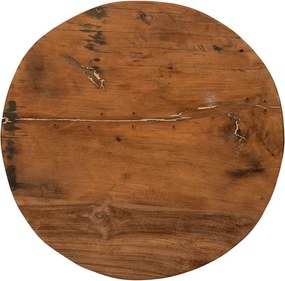 Măsuță laterală rotundă din lemn de mango și acacia, natur, cu trei picioare strunjite cu bile, 60 x 34 cm, „Country Charm”