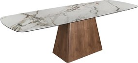 Masa extensibila design LUX Walnut-Porcelain marble, 180-260x100cm