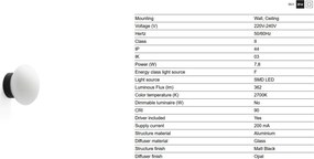 Aplica LED pentru baie IP44 NUBO D-12cm negru, alb