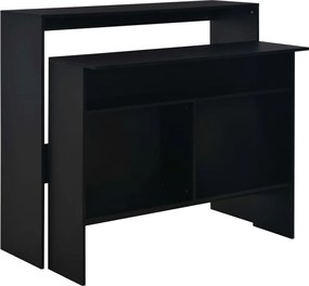vidaXL Masă de bar cu 2 blaturi, negru, 130x40x120 cm