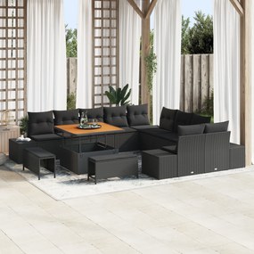 vidaXL Set de canapele pentru grădină 13 pcs Negru Rattan poli