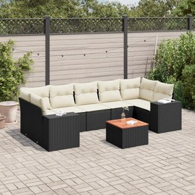 3257687 vidaXL Set mobilier de grădină cu perne, 8 piese, negru, poliratan