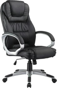 Scaun de birou Q-031, negru, piele ecologica, 64x48x112/120 cm