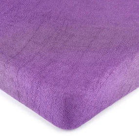 Cearșaf de pat 4Home, din bumbac frotir, violet, 90 x 200 cm, 90 x 200 cm