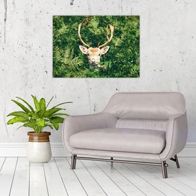 Tablou pe sticlă detaliu cu cap de căprioară (70x50 cm)