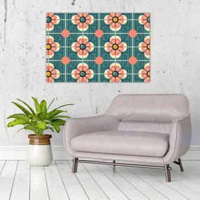 Tablou - Model retro cu flori (90x60 cm)