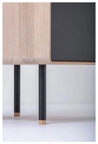 Comodă neagră/în culoare naturală înaltă din lemn de stejar 60x100 cm Fina – Gazzda