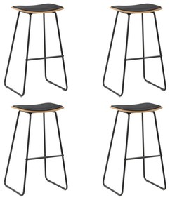 vidaXL Scaune de bar, 4 buc., negru, piele ecologică