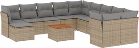 vidaXL Set canapele de grădină cu perne, 12 piese, bej, poliratan