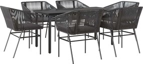 vidaXL Set de sufragerie de grădină 7 piese neagră sticlă polirattan