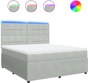 vidaXL Pat box spring cu saltea, gri deschis, 180x200 cm, catifea