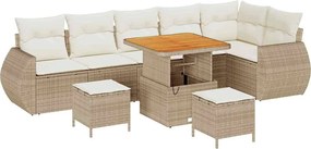 vidaXL Set de canapele pentru grădină cu pernă 9 pcs bej și crem