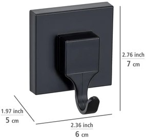 WENKO 71448800 - Cârlig VACUUM-LOC QUADRO ED, 6 x 7 cm, negru