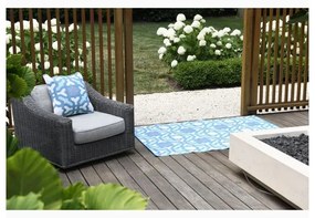 Covor reversibil pentru exterior din plastic reciclat Fab Hab Seville, 150 x 240 cm, albastru - gri