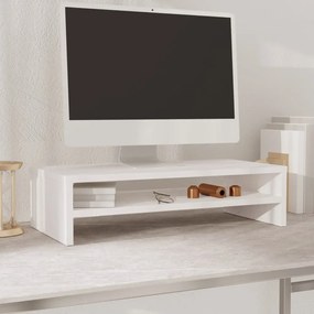 Stand pentru monitor, alb, 50x24x13 cm, lemn masiv de pin 1, Alb