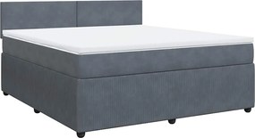 vidaXL Pat box spring cu saltea, gri închis, 180x200 cm, catifea