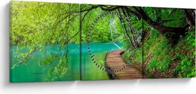Tablou - Lacurile Plitvice (cu ceas) (90x30 cm)