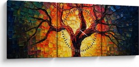 Tablou - Arborele vieții în mozaic (cu ceas) (90x30 cm)