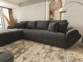 Colțar extensibil dumonde cu ladă de depozitare si sezut confortabil din spuma high-density, Berlin XL Ambience Grey 350x185 cm