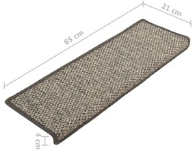 Covorase scari autoadezive, 15 buc., gribej, 65x25 cm, sisal 15, gri si bej, 65 x 25 cm