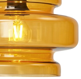 Lampă de podea retro neagră cu sticlă portocalie - Denise