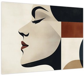 Tablou pe sticlă - Femeie din profil (70x50 cm)