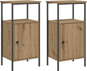 vidaXL Noptiere, 2 buc., stejar artizanal, 41x31x80 cm, lemn prelucrat