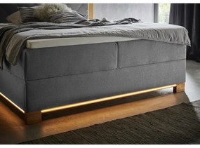 Pat boxspring gri cu spațiu de depozitare 160x200 cm Messina – Meise Möbel