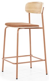 Scaun de bar Skoladin lemn de frasin teracota 95 cm