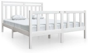 3100969 vidaXL Cadru de pat, alb, 160x200 cm, lemn masiv